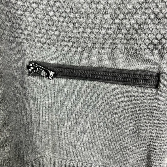 Duck And Cover Pullover Sweater  Mens Brody Gray Stripe Zip Pocket Long Sleeve S - Picture 3 of 10
